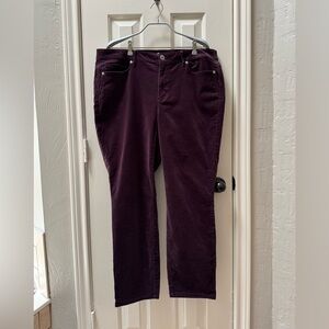 J.Jill Sz 18 Authentic Fit Slim-Leg Corduroy Pants, Spiced Wine